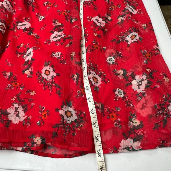 Urban Outfitters Dress Womens Small Red Floral Smocked Maxi Cottagecore Peasant - Picture 12 of 14